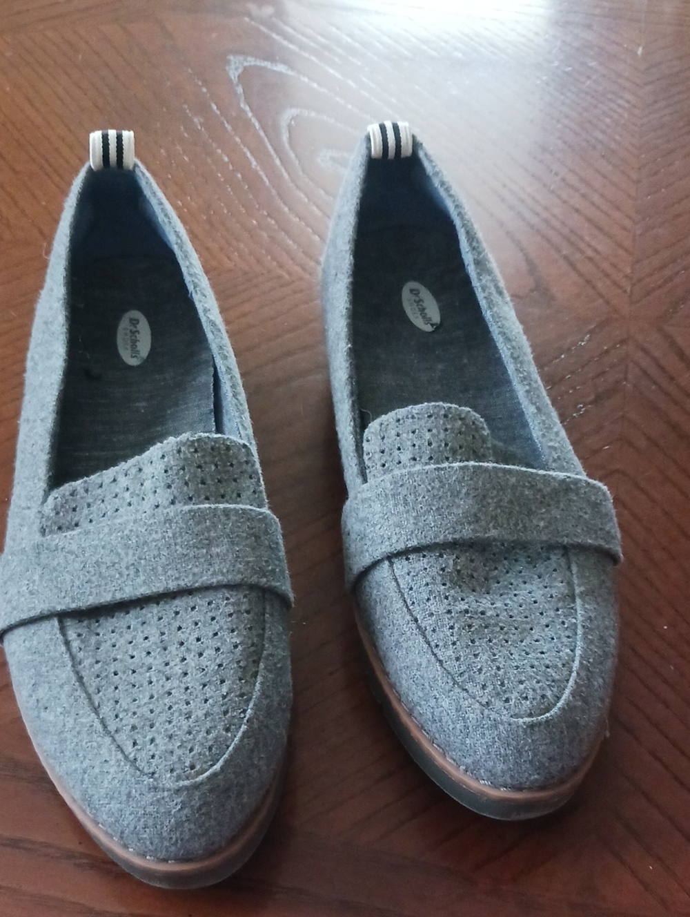 Dr. Scholl's Gray Felt Perforated Slip-On Loafers